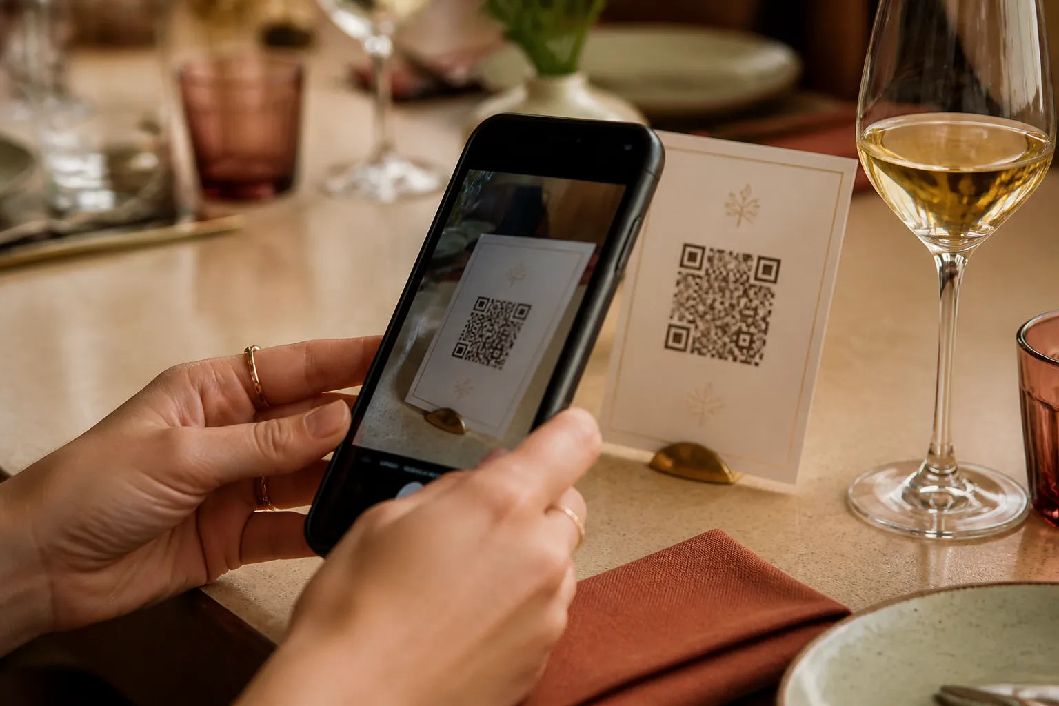 Cliente escaneando el código QR de la mesa